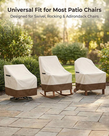 Outdoor Patio Chair Covers, Heavy Duty Waterproof 600D Oxford Furniture Protection, 35x37x36 Inches, 2-Pack, Beige and Brown