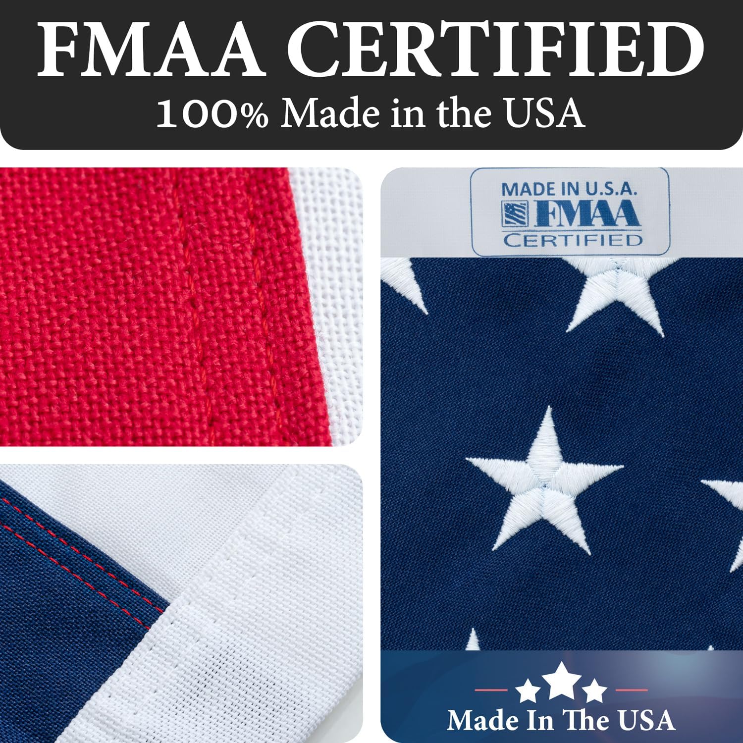 American Flags for Outside 3x5-100% Polyester MADE IN THE USA -Indestructible Durable Outdoor Heavy Duty Spun Polyester -US Flags 3x5 Outdoor -American Flag Sewn Stripes and Embroidered Stars - FMAA Certified