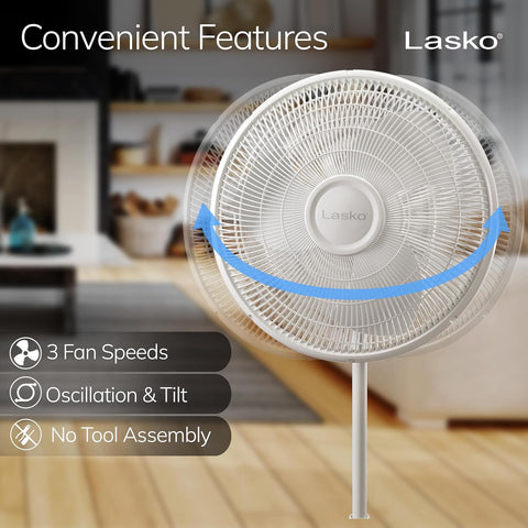 Lasko Oscillating Pedestal Fan - Adjustable to 47" - 2520 - White