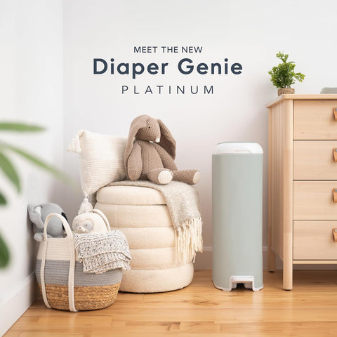 Diaper Genie Platinum Pail with Easy Roll Refill 18 Bags, Stainless Steel