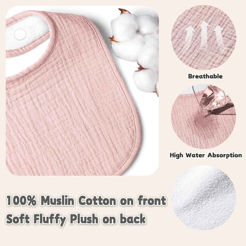 Susurration Muslin Baby Drool Bibs 6Pack Soft Square Adjustable Baby Bandana Bibs for Unisex Girls & Boys