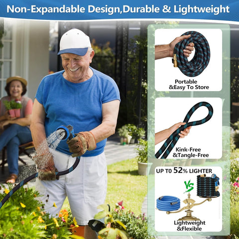 100 FT Non-Expandable Garden Hose, 2026 Upgraded Lightweight Garden Hoses,Ultra Durable & Flexible Non-Expanding hoses with 10 Function Sprayer, Leak proof, Pressure Resistant for Yard, Outdoor