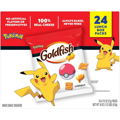 Goldfish Pokémon Cheddar Crackers, 24 Lunch Box Packs