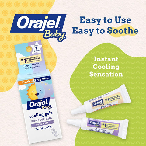 Orajel Baby Daytime & Nighttime Cooling Gels for Teething, 0.18 Oz, 2-Pack