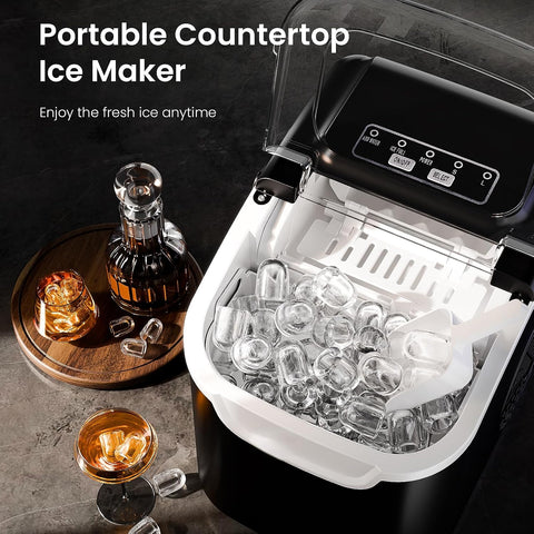 Antarctic Star Pro-Grade Countertop Ice Maker, 8 Cubes in 6 Mins, 26.5lbs/Day, Self-Cleaning, Ultra-Quiet for Home Bar, Kitchen, Office & Entertaining