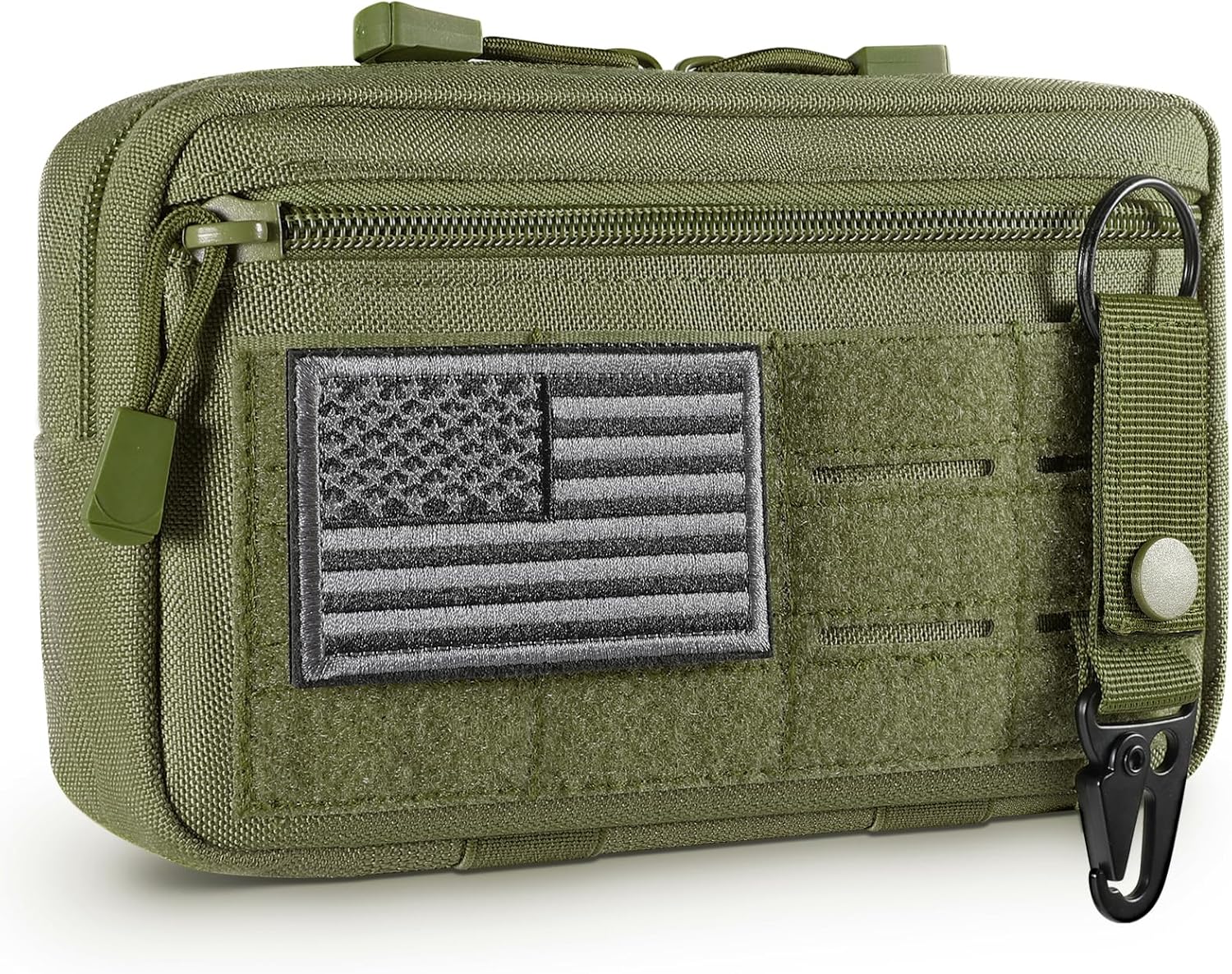 FRTKK Tactical Molle Admin Pouch Utility Laser Cut EDC Tool Pouch Bag Horizontal Modular Pouches Include US Flag Patch and Keychain