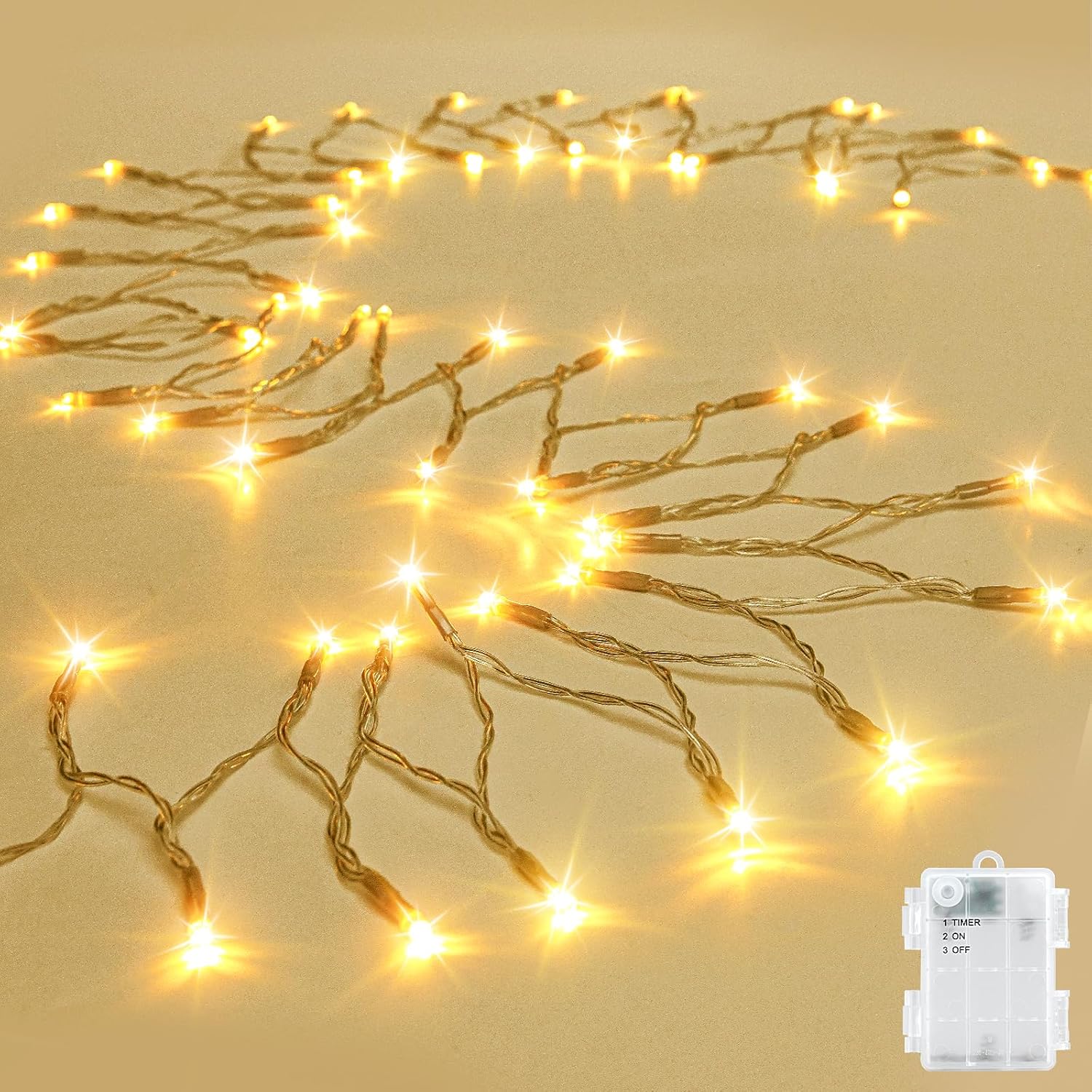cshare Warm White String Lights Battery Operated with Timer, 9.8ft 30 LED Waterproof Fairy Lights Clear Wire for Bedroom, Wedding, Christmas, Centerpiece, Mason Jar, Patio, Indoor Outdoor Decor