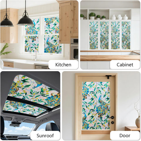 Kromapolis Window Privacy Film, Stained Glass Sticker, 17.5" x 157.4"