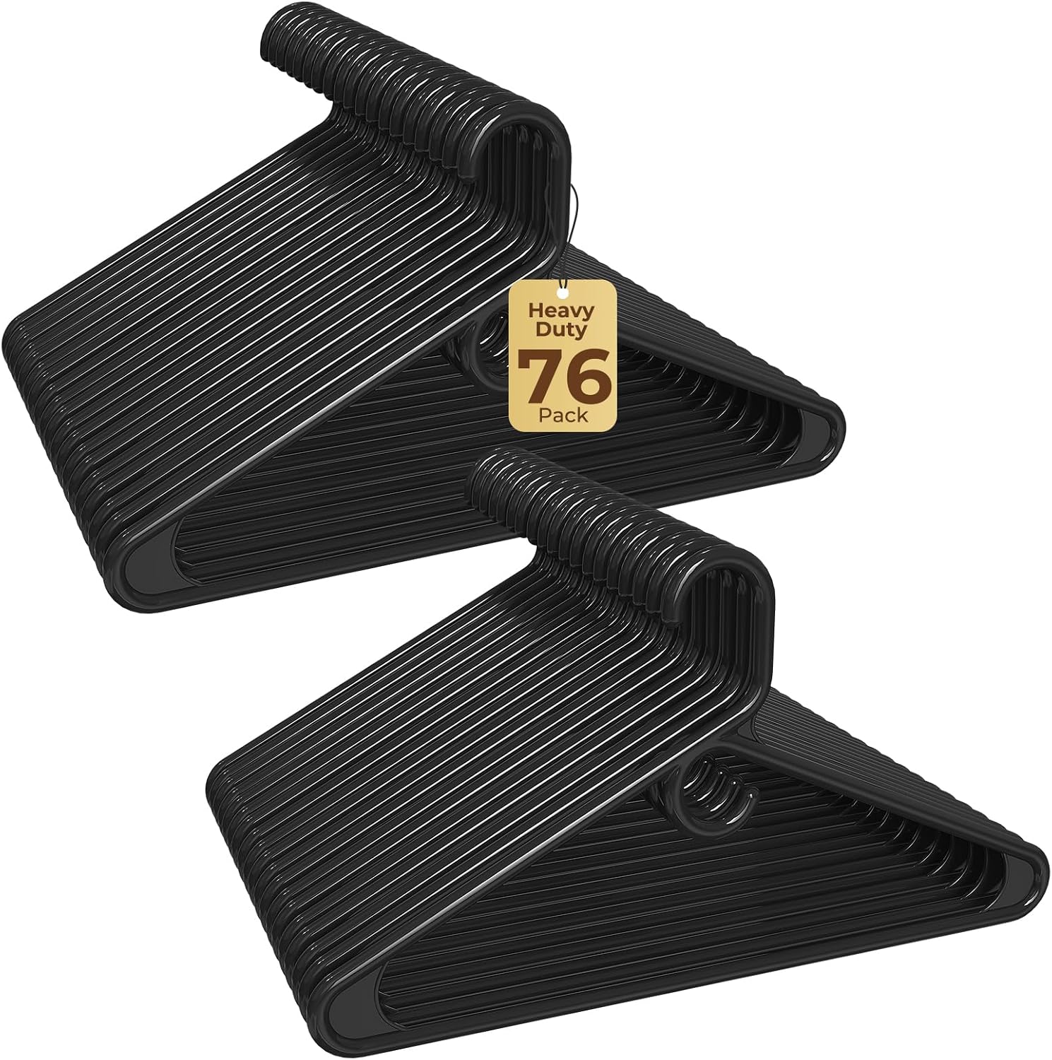 HOUSE DAY Heavy Duty Plastic Hangers 76 Pack - Thick Black Clothes Hangers