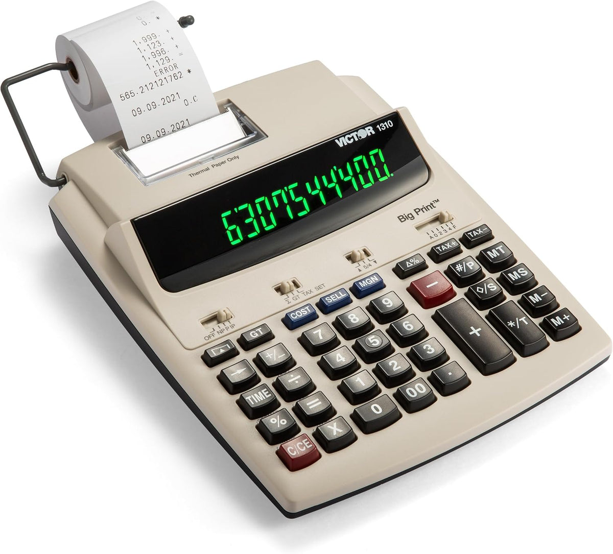 Victor Big Print 12-Digit Thermal Printing Calculator, White (1310)