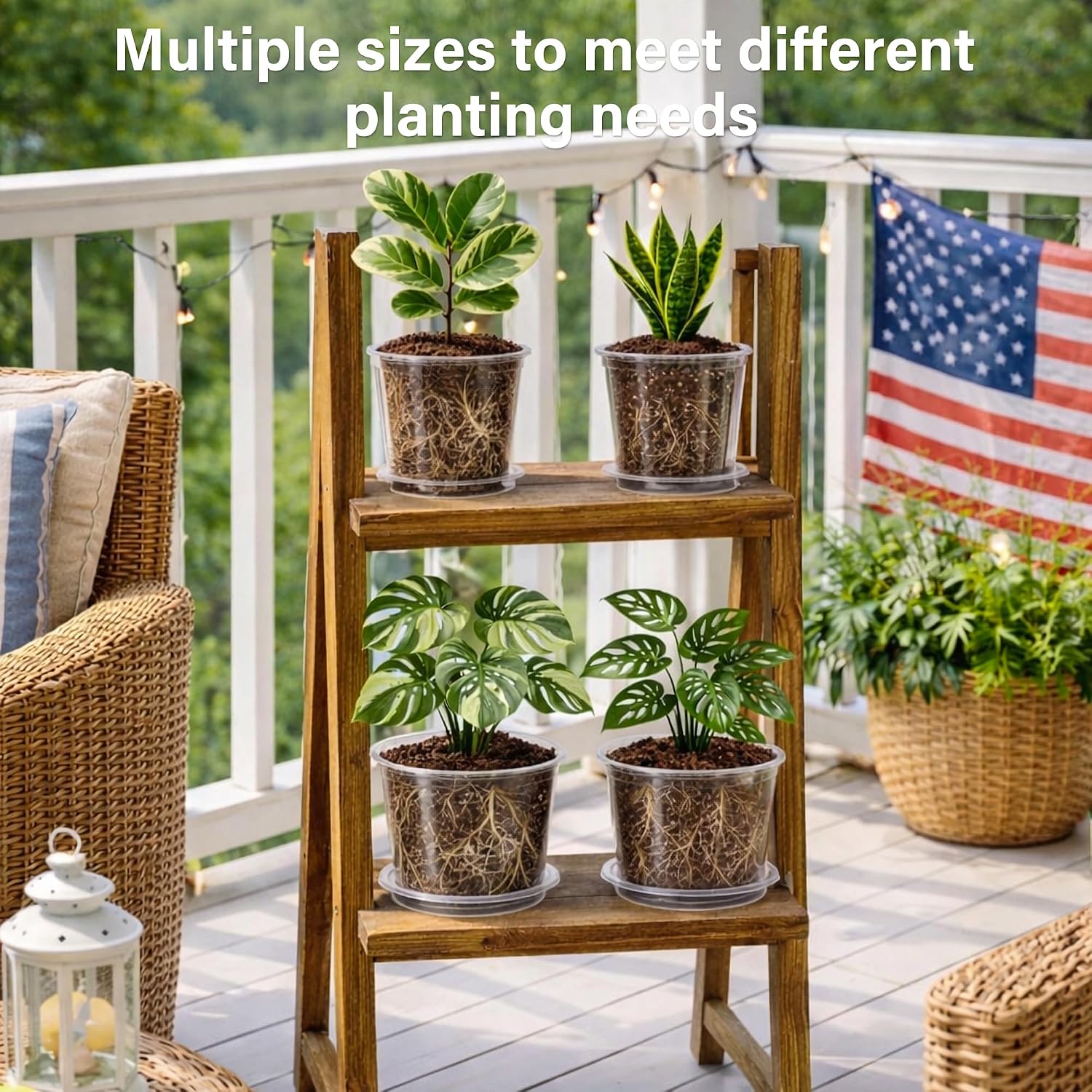 Bluepro Clear Nursery Pots with Saucers, 5/6/8/10 Inch, 12-Pack