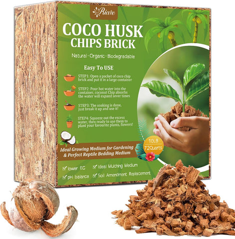 Riare 10LB Organic Coco Coir Chips for Plants Coconut Husk Substrate