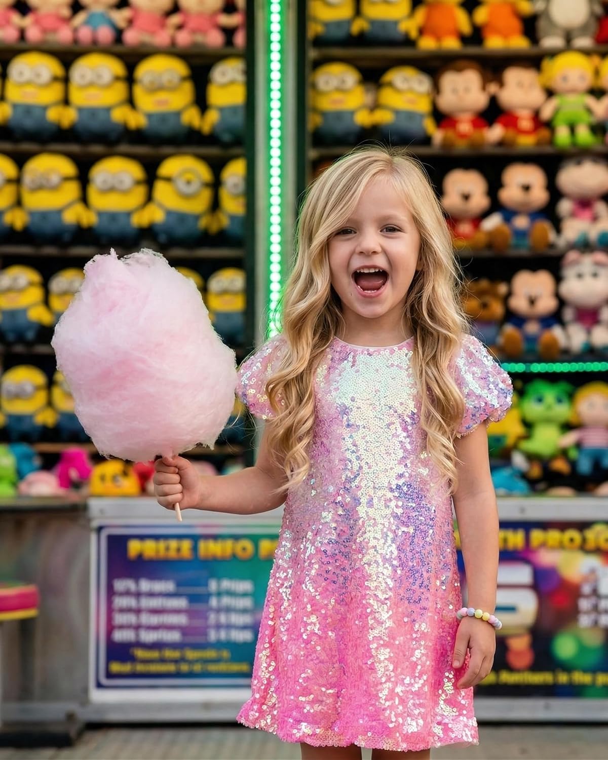 2Bunnies Girls Ombre Pastel Gradient Shimmer Sparkle Colorful Sequin Party Dress