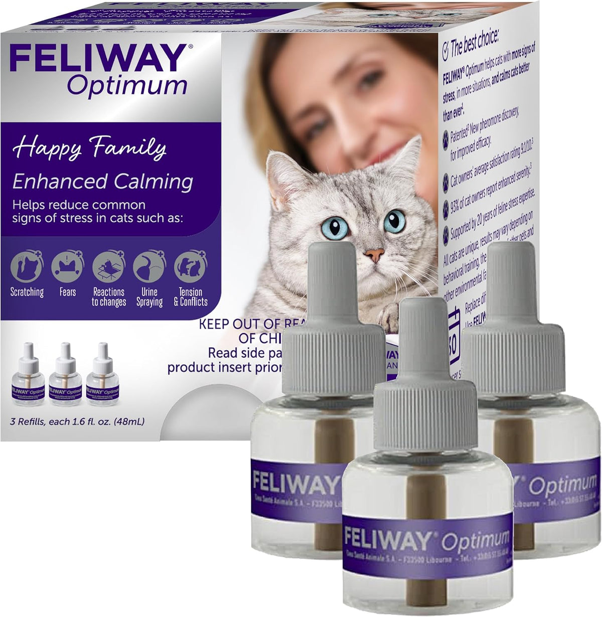 FELIWAY Optimum Cat Calming Pheromone Diffuser Refill - 3 Pack