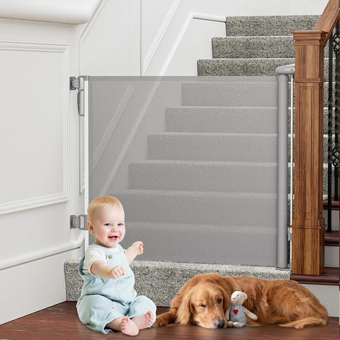 PRObebi Retractable Baby Gates for Stairs & Doorways, Indoor & Outdoor Use