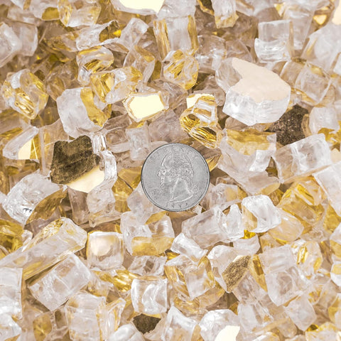 Mr. Fireglass 10 lbs High Luster Fire Pit Glass, 1/2 Inch Reflective Gold