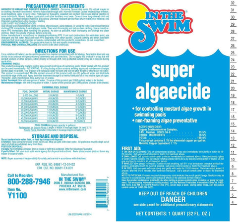 In The Swim Super Algaecide - 7.1% Chelated Copper - 1 Gallon