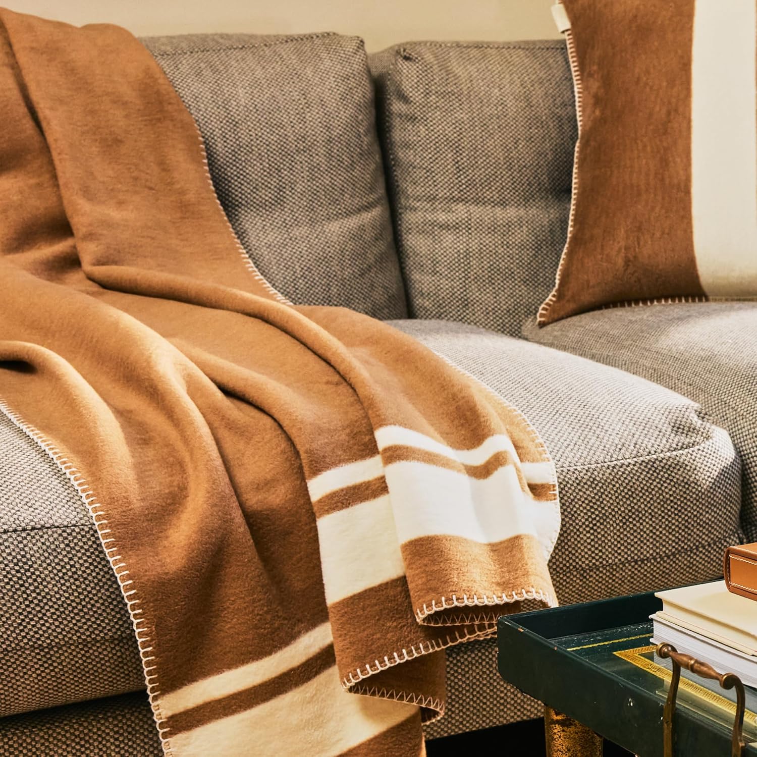 Preston Lane Highrise Throw Blanket, 50 x 70 in, Soft Cotton Blend - Camel
