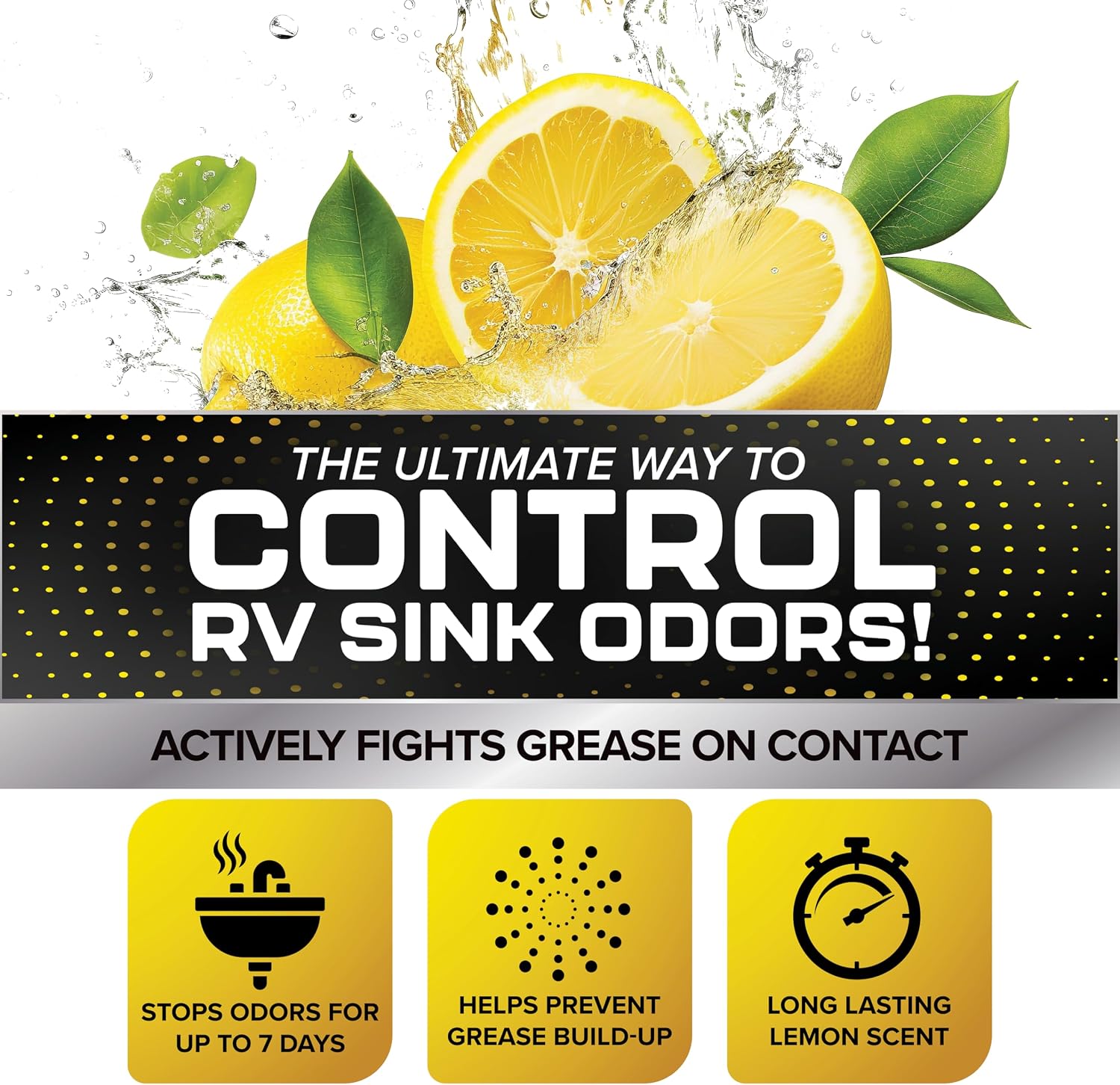 Camco TST RV Grey Water Odor Control - Lemon Scent - 64oz - Made in the USA