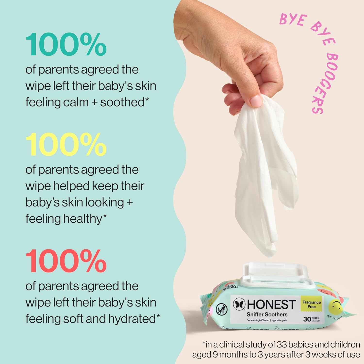 The Honest Company Snot Removing Wipes, Hypoallergenic, 30 Count