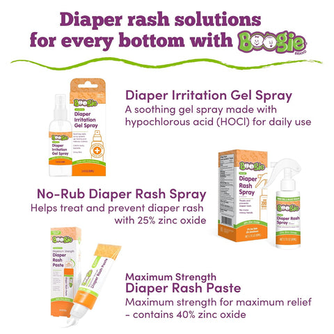 Boogie Diaper Rash Baby Bundle - Rash Spray, Irritation Gel Spray & Paste