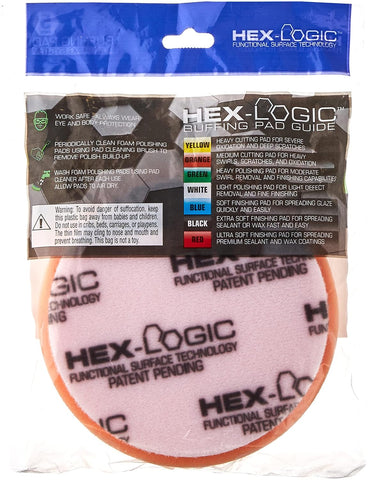 Chemical Guys, Hex-Logic Medium-Heavy Cutting Foam Pad, Orange, 5.5 inch