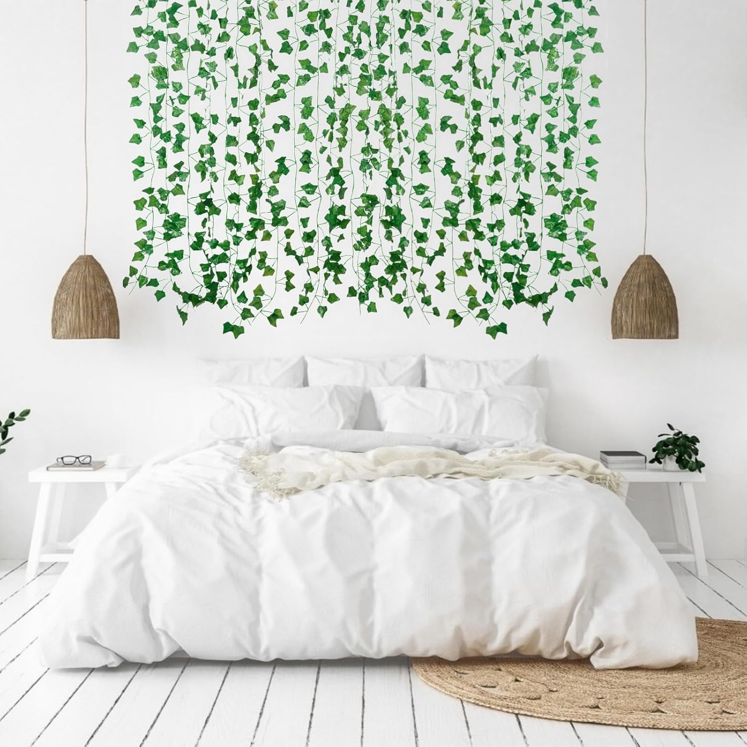 Freyalife Fake Vines for Room Decor(48Pack336Ft) Aesthetic Artificial Plant Ivy Leaves Hanging Greenery Garlands for Home Bedroom Wall Wedding Christmas Party Office patio Indoor, Outdoor Garden Décor