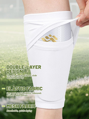 Hryrbay Kids Soccer Shin Guards with Sleeves and Socks Youth Shin Pads Set