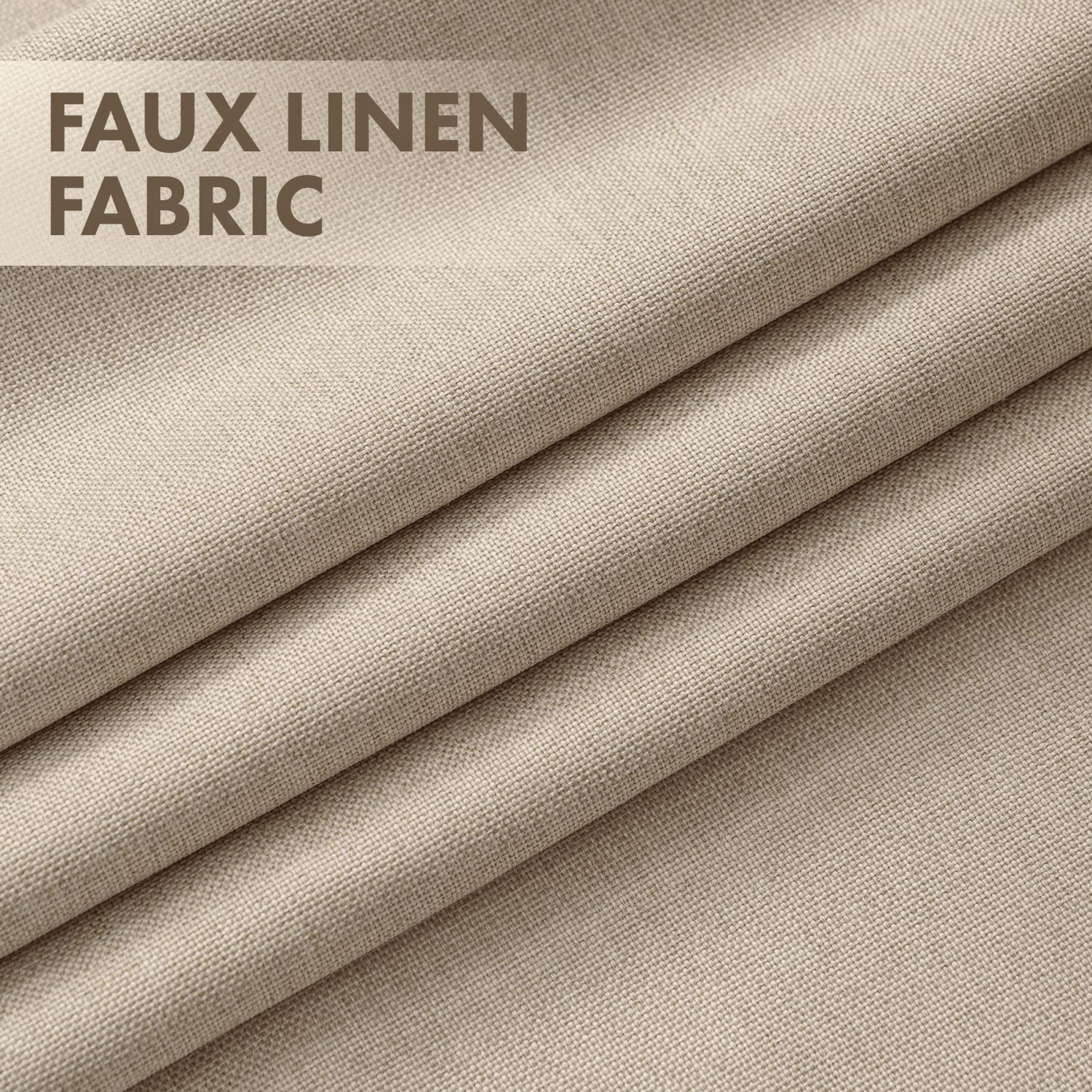 MIULEE 100% Blackout Linen Curtains for Bedroom 40W x 90L Oatmeal 2 Panels