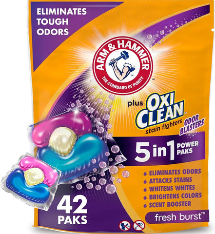 ARM & HAMMER Plus OxiClean Odor Blasters Laundry Detergent Pak, 42 Count