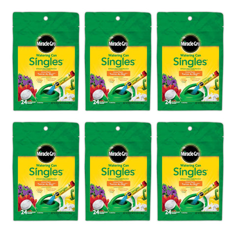 Miracle-Gro Watering Can Singles All Purpose Water Soluble Plant Food - Fertilizer for Flowers, Vegetables, Houseplants, Trees, Indoor and Outdoor Plants, 24 Packets (Pack of 6)