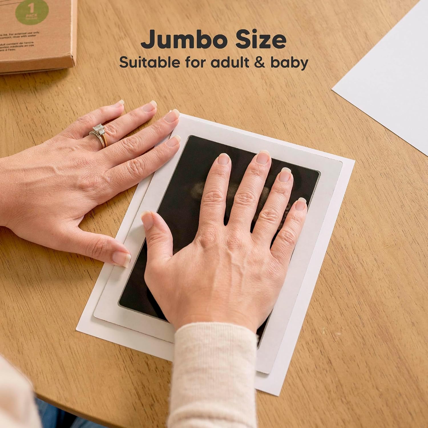 1pk Inkless Baby Hand and Footprint Kit, Mess Free Ink Pad (Jet Black, J)