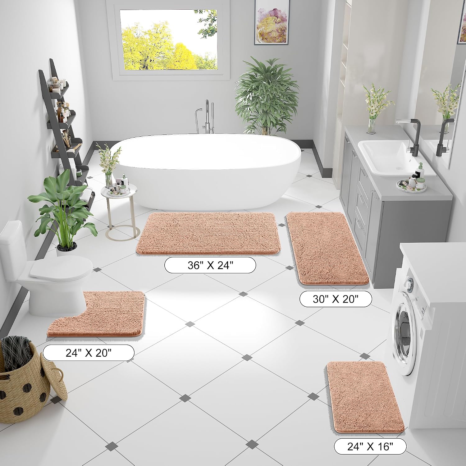 OLANLY Bathroom Rugs 34x21, Extra Soft Absorbent Chenille Bath Rugs