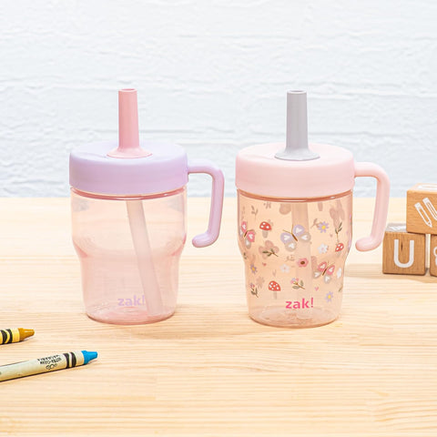 Zak Designs Springtime Capri 10oz Leak-Proof Toddler Straw Cups, 2-Pack