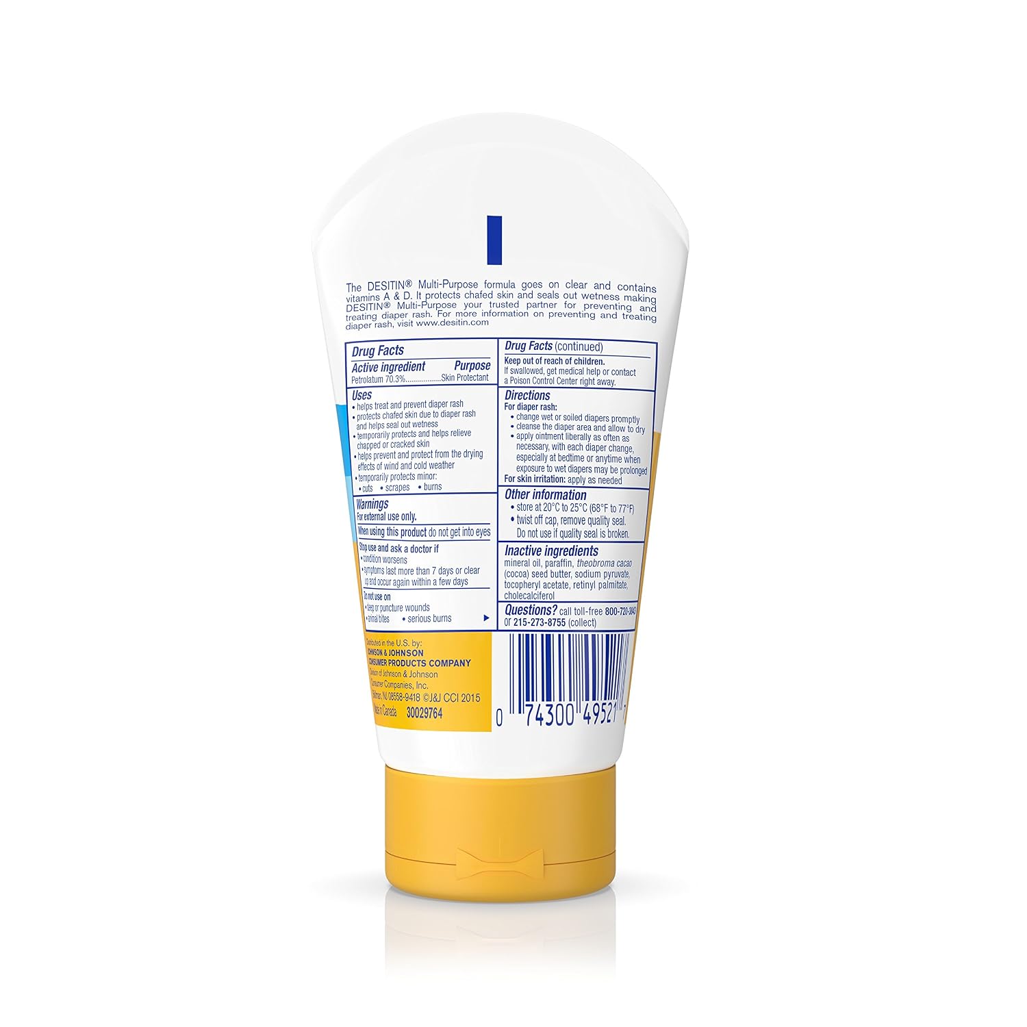 Desitin Skin Protectant Diaper Rash Ointment | Multi-Purpose | With Vitamins A & D | Travel Size | Pack of 2