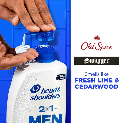 Head & Shoulders Mens 2-in-1 Shampoo and Conditioner | Old Spice Swagger | Anti-Dandruff Shampoo Value Pack for Men with 1% Pyrithione Zinc, Fights Itch & Dryness, 31.4 Fl Oz Each