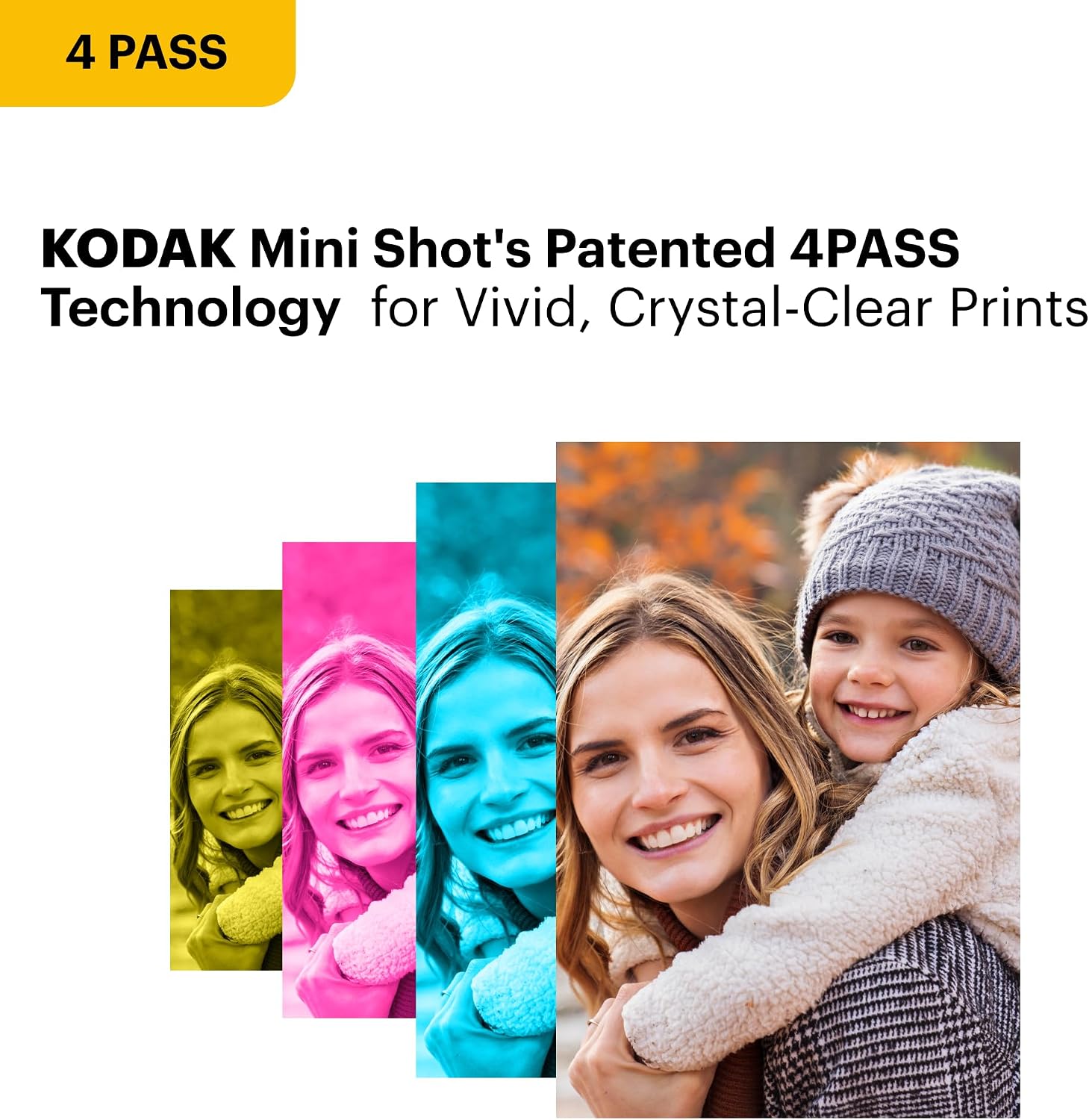 KODAK Mini 2 Retro 4PASS Portable Photo Printer (2.1x3.4 inches) + 8 Sheets, Black