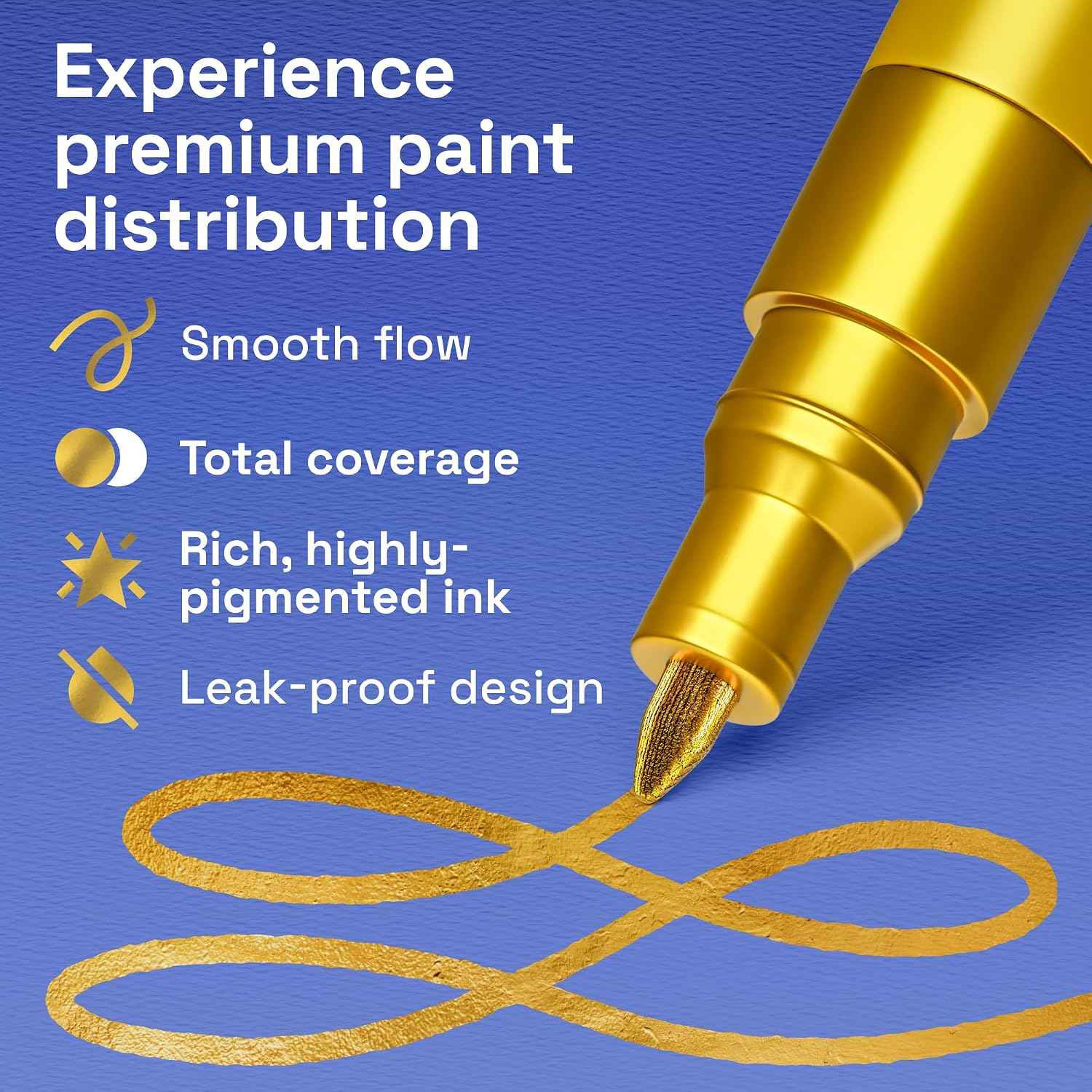 ARTISTRO Gold Acrylic Paint Markers - 0.7mm Extra Fine-Tip - Set of 2