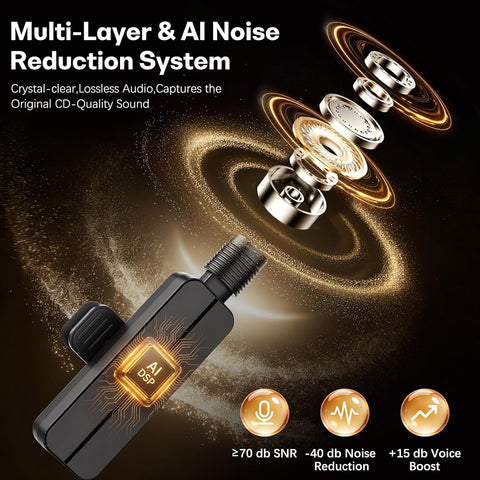 3 in 1 Wireless Mini Microphone for iPhone Android Phone Camera: Lavalier Lapel Mic for Video Recording - Noise Cancelling Clip on Shirt Microphones for Tiktok YouTube Podcast Vlogging