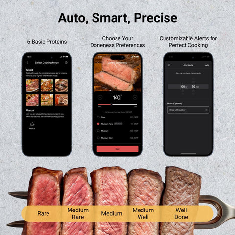 Typhur Sync One Gen 2 Smart Wireless Meat Thermometer with 6-Sensor: Standalone Base with LCD Display, Unlimited WiFi & Bluetooth Range, ±0.5℉ Accuracy, Enhanced Signal Stability for BBQ, Grill, Oven