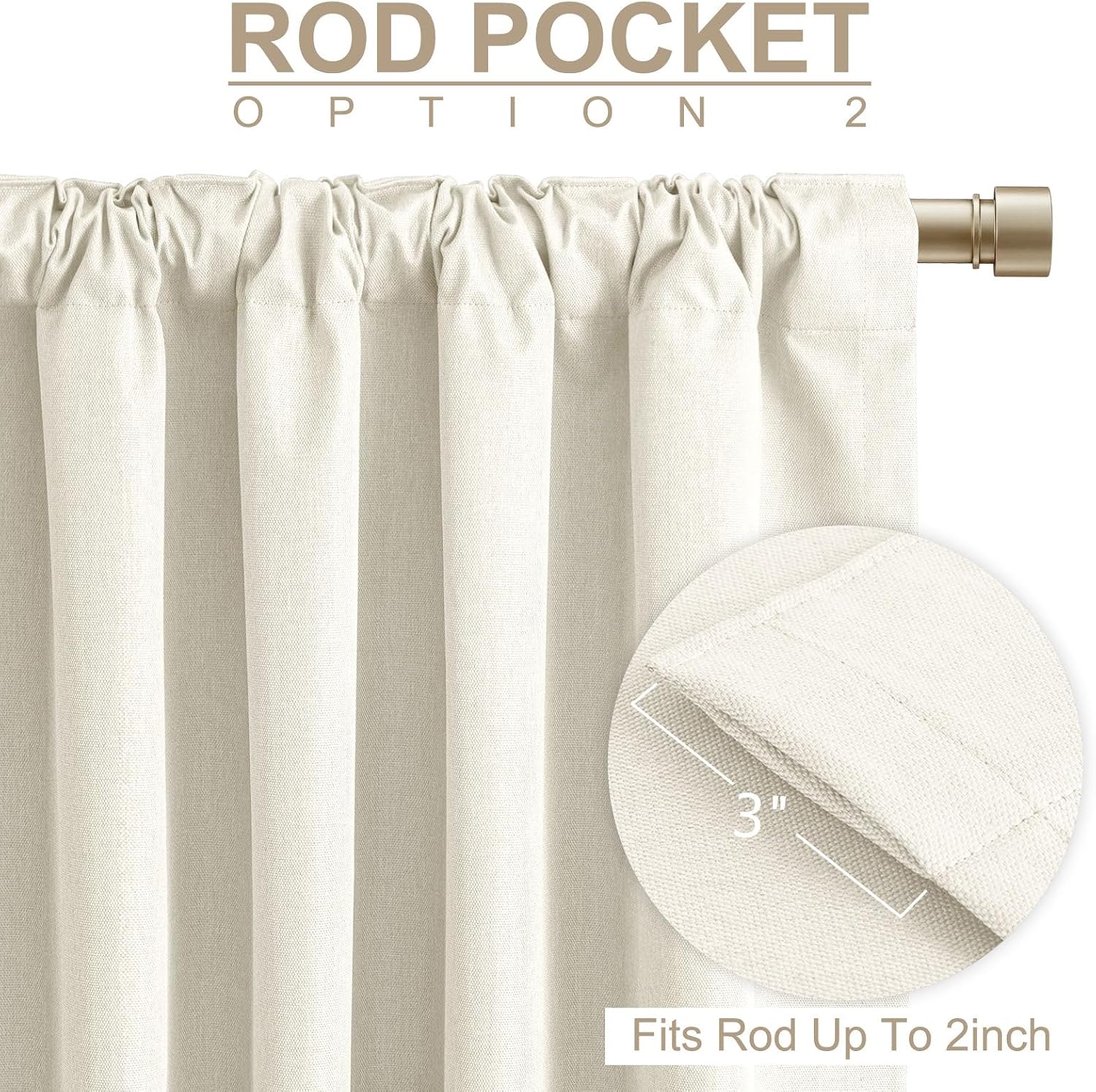 Beige White Total Blackout Curtains for Bedroom 84 Inches Long