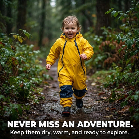 Tuffo Muddy Buddy Kids Waterproof Rain Suit One-Piece Coverall, Dual Zippers, Sealed Seams, Reinforced Knees – Boys & Girls