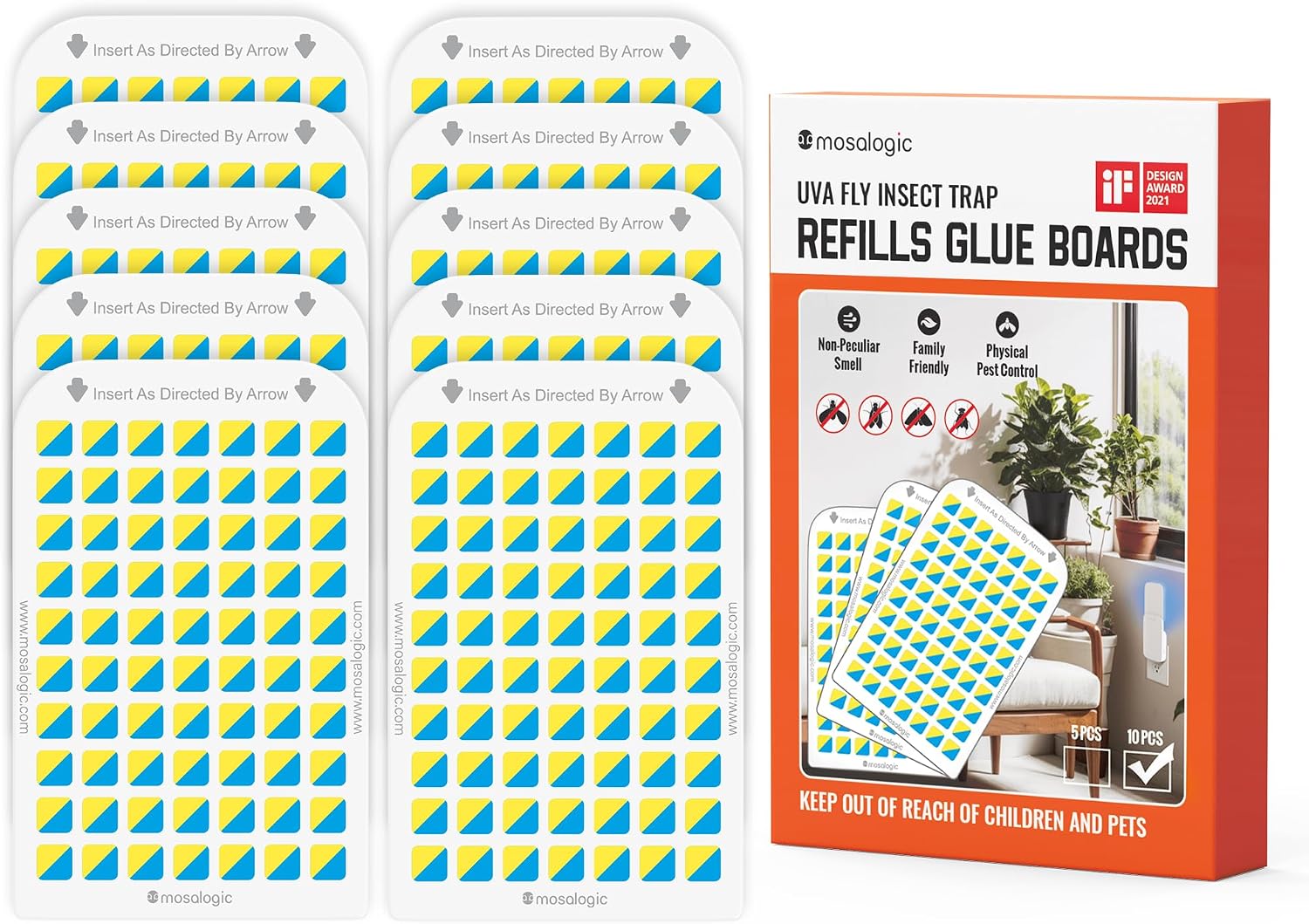 Mosalogic Sticky Card Refills Replacement Glue Cards,Fly Insect Trap 10pack