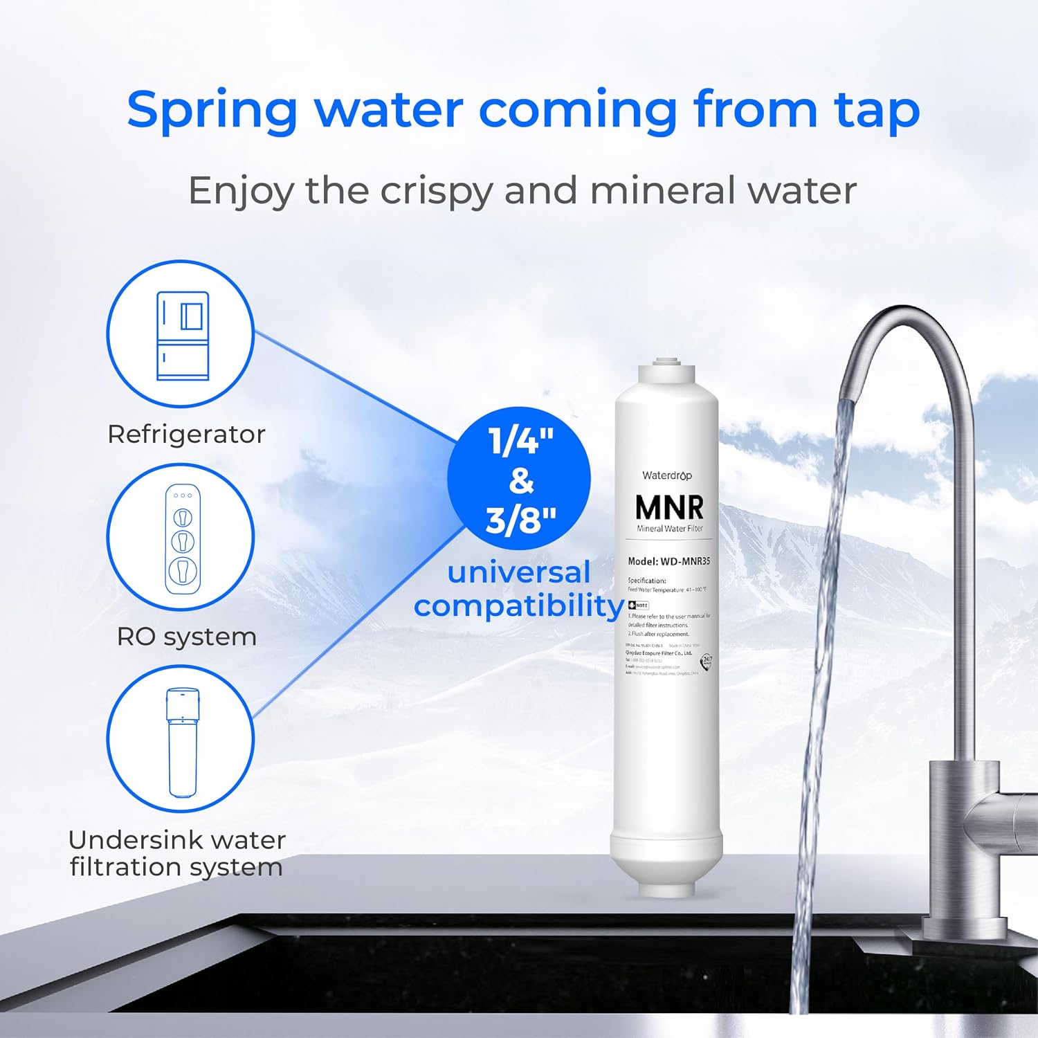 Waterdrop MNR35 Remineralization Filter Compatible with Undersink RO System
