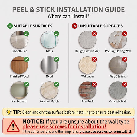 Nekhung Battery Operated Wall Sconce, Peel and Stick Sconces Set of 2