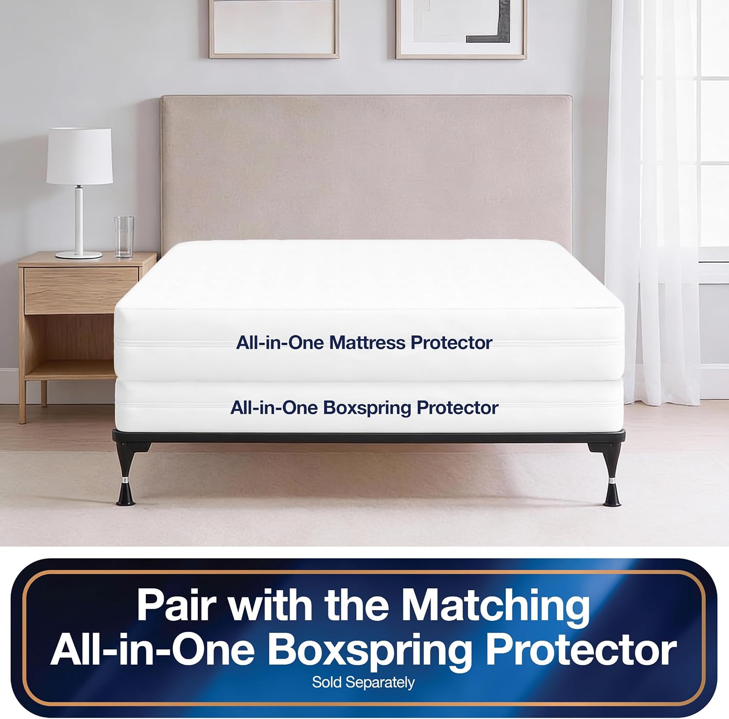 All-in-One Mattress Protector, Zippered Encasement, Water & Stain Resistant, Triple Seal Protection, RV Short Twin, White