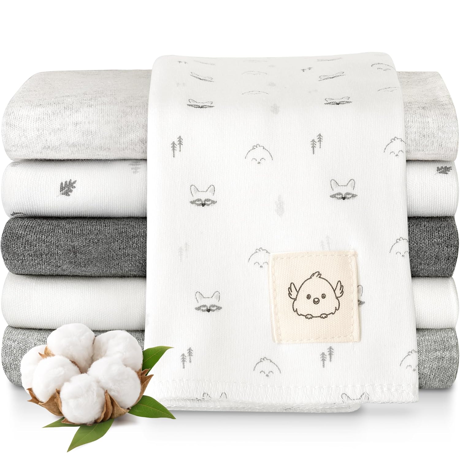 Organic Burp Cloths Baby Boy, Girl, 6-Pack Large Burping Cloths (Neutrals)