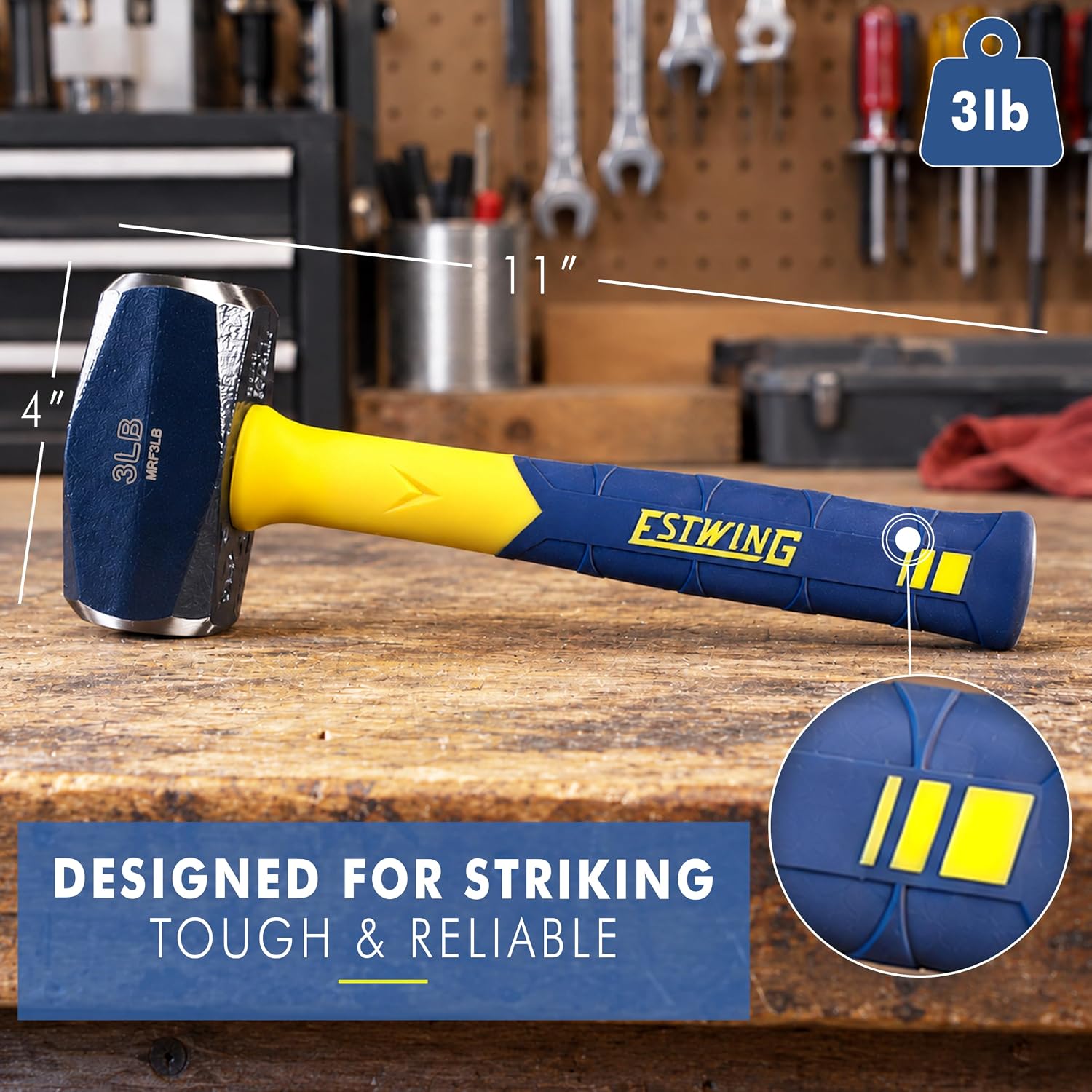 ESTWING Sure Strike Drilling/Crack Hammer, 3lb Hand Sledge, MRF3LB
