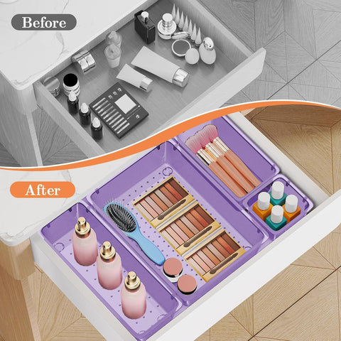 SpaceHacks 25 PCS Plastic Drawer Organizer, 4-Size Versatile Organizer Trays & storage Bins