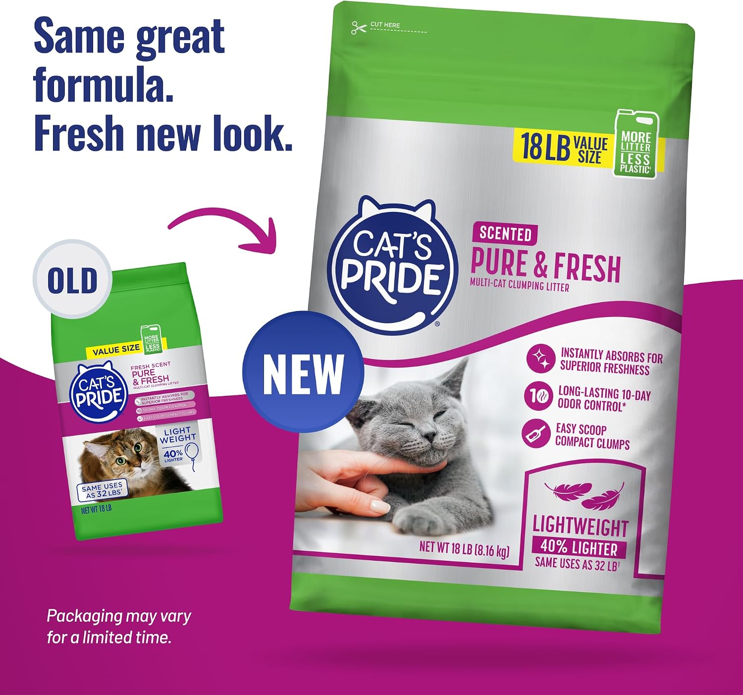 Cat's Pride Pure & Fresh Scented Clumping Litter 18lb